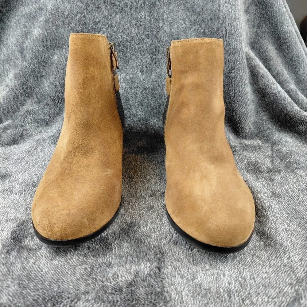 Vince Camuto Tan Suede Glitter Ankle Boots Side Zip Buckle Detail‎ Women's 10B
